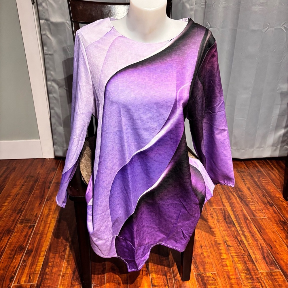 Purple and Black Asymmetrical Top